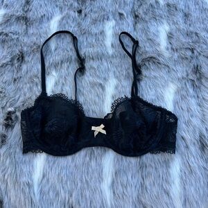 Heidi klum intimates sheet black lace bow bra sz 34B